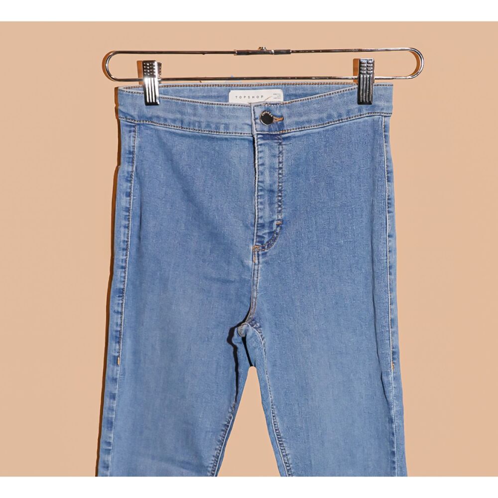 Topshop High Waisted Skinny Jeans XS Light Wash Blue Denim - Picture 3 of 5